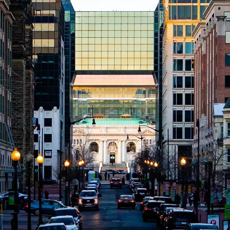 Carnegie Library from the National Portrait Gallery