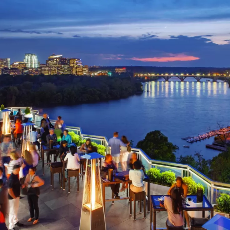 @topofthegate - Evening Crowd at Top of the Gate Rooftop Bar and Restaurant at The Watergate Hotel - Where to Get the Best Views in Washington, DC