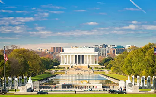 National Mall view of the Lincoln Memorial
