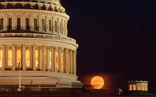 Capitol with harvest moon