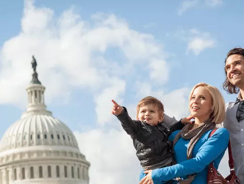 Family in front of US Capitol Building