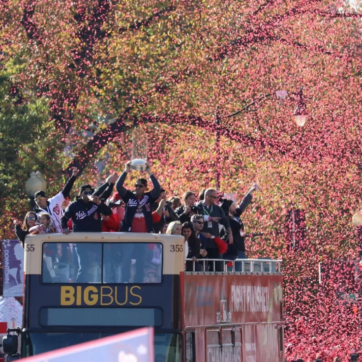 Nationals Baseball team on BigBus Championship Game Winners