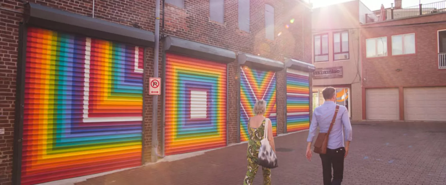 Colorful street art mural in Shaw's Blagden Alley - Historic alleyway in Washington, DC