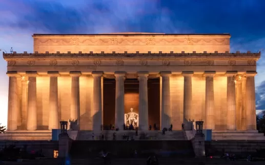 The Lincoln Memorial at night 
