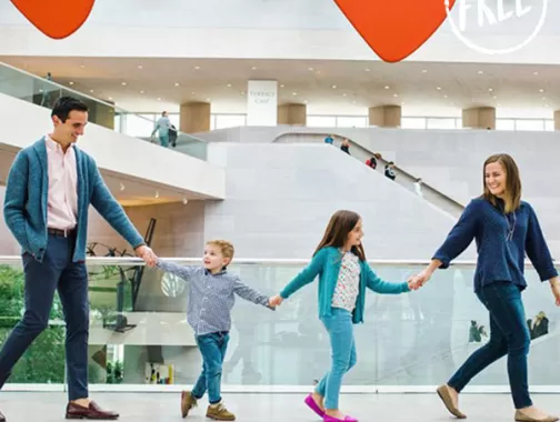 Free museum experiences in Washington, DC - Family at the National Gallery of Art East Building on the National Mall